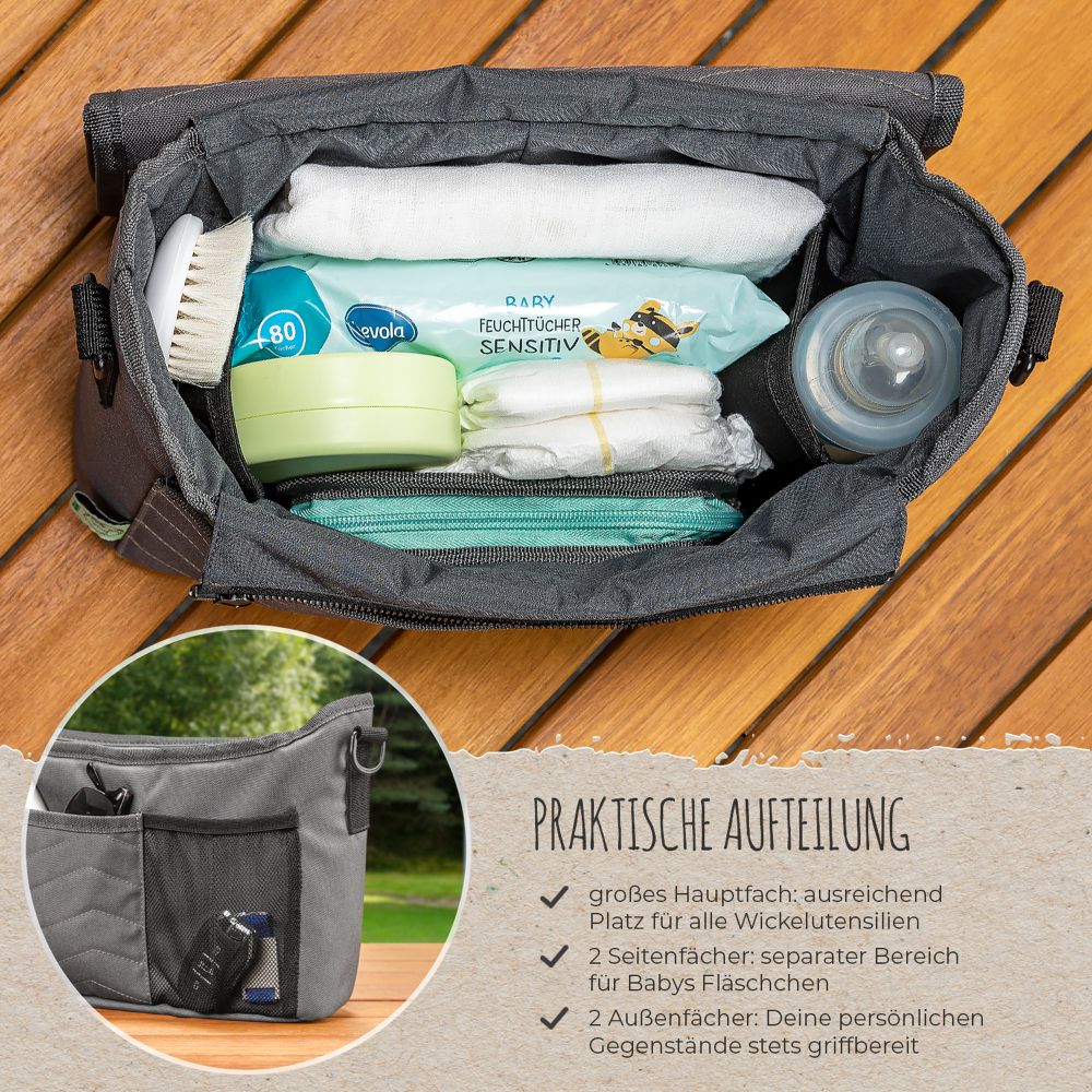 Growing stroller organiser with changing mat