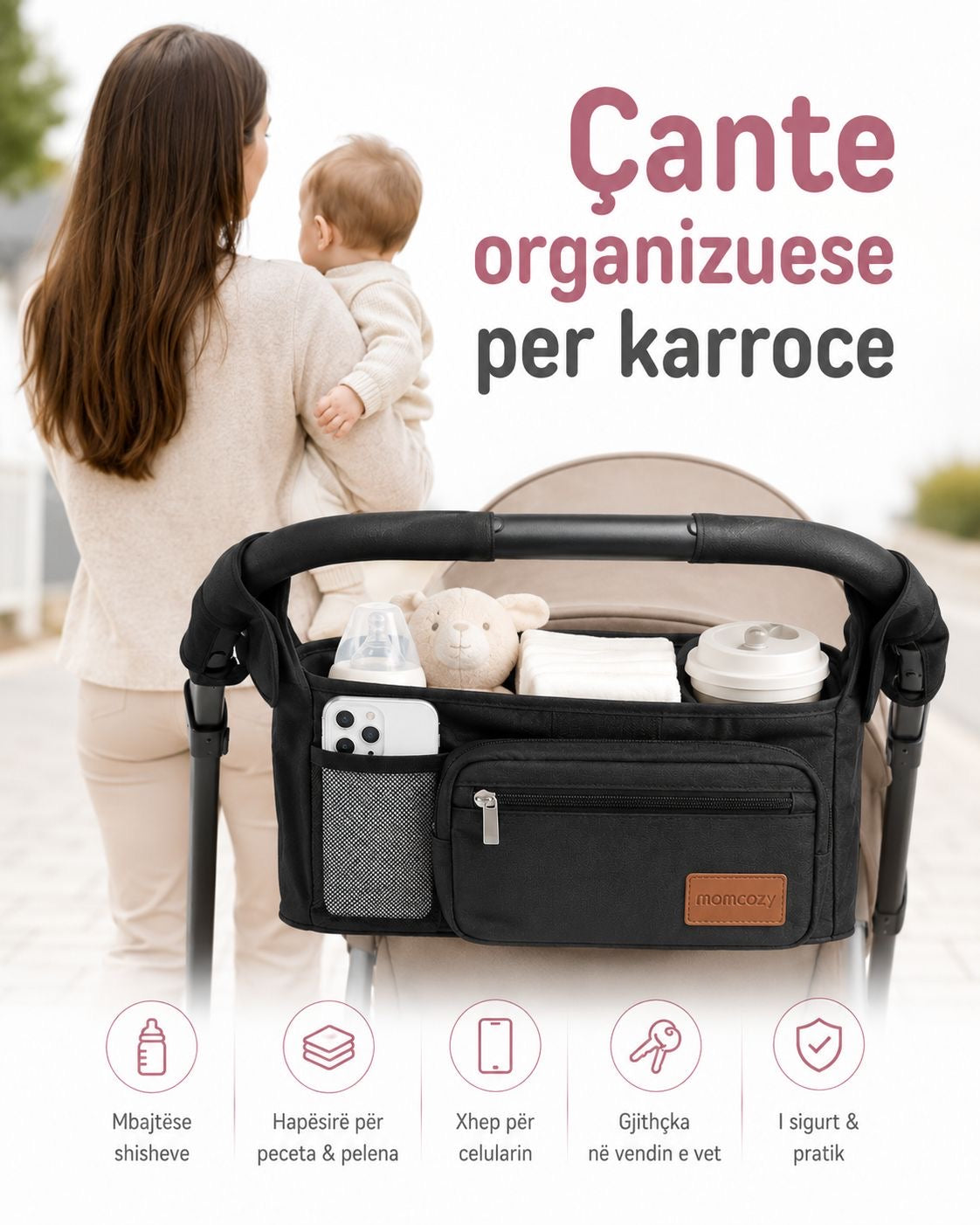 Momcozy - Stroller Organizer with Cup Holders
