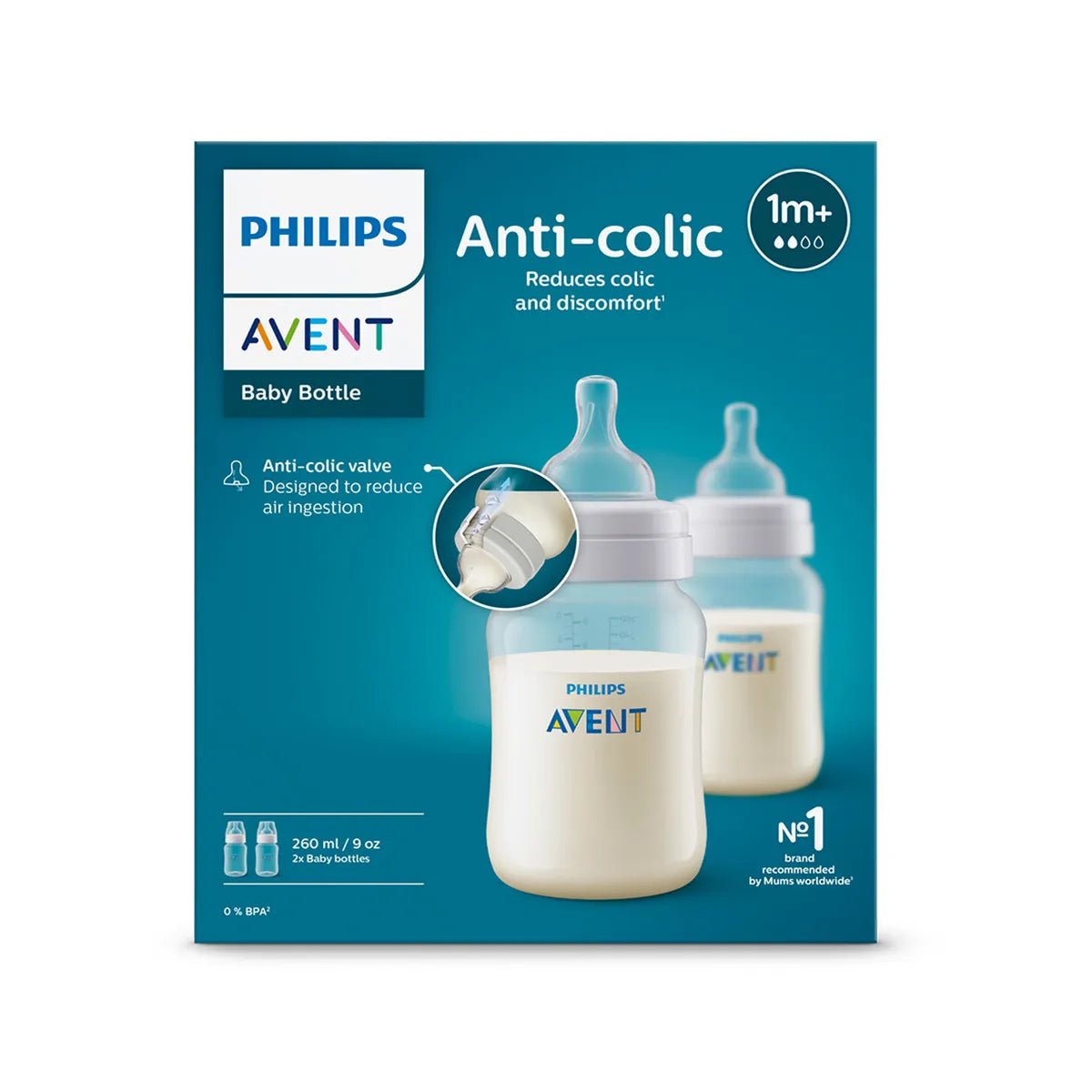 Philips Avent - Anti-Colic Baby Bottle Set 260 ml (1m+)