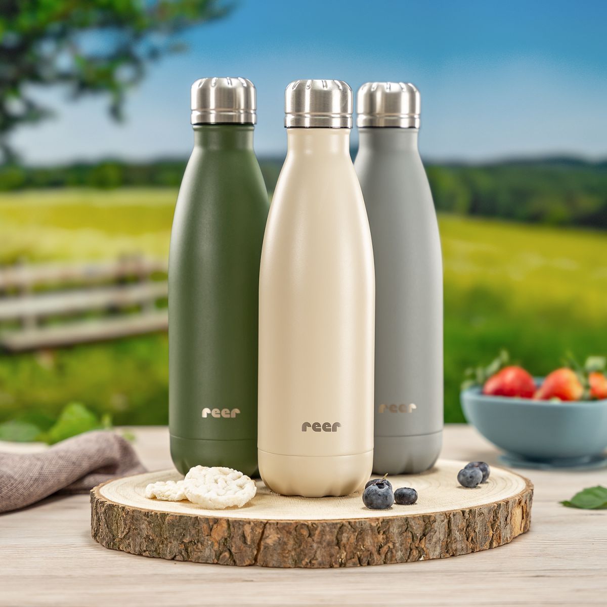 Colour stainless steel insulated bottle 500ml, beige