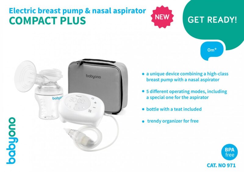 BabyOno – Pompë Gjiri COMPACT PLUS me Aspirator Nazal të Integruar