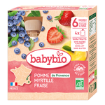 Babybio Apple, Blueberry & Strawberry Pouch +6months 4x90gr