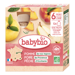 Babybio Apple, Pear & Peach Pouch +6months 4x90gr