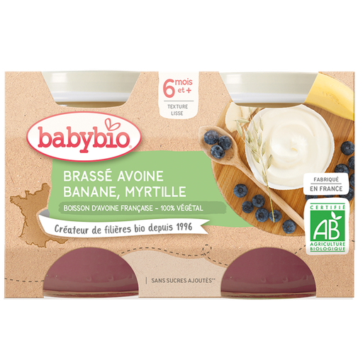 Babybio Brassé Banana and Blueberry Oatmilk +6months 2x130gr