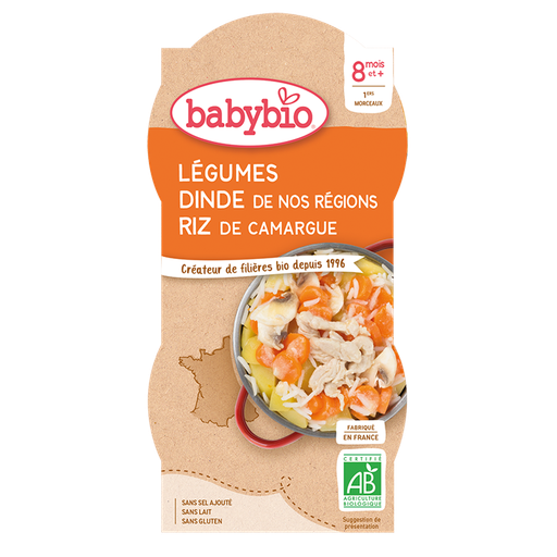 Babybio Vegetables, Turkey & Rice +8months 2x200gr