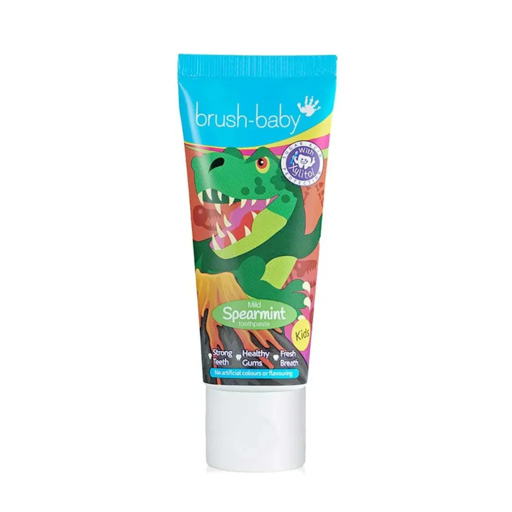 Brush Baby Paste dhembesh Dinosour me fluor dhe ksiltol(shije mente për fëmijë)