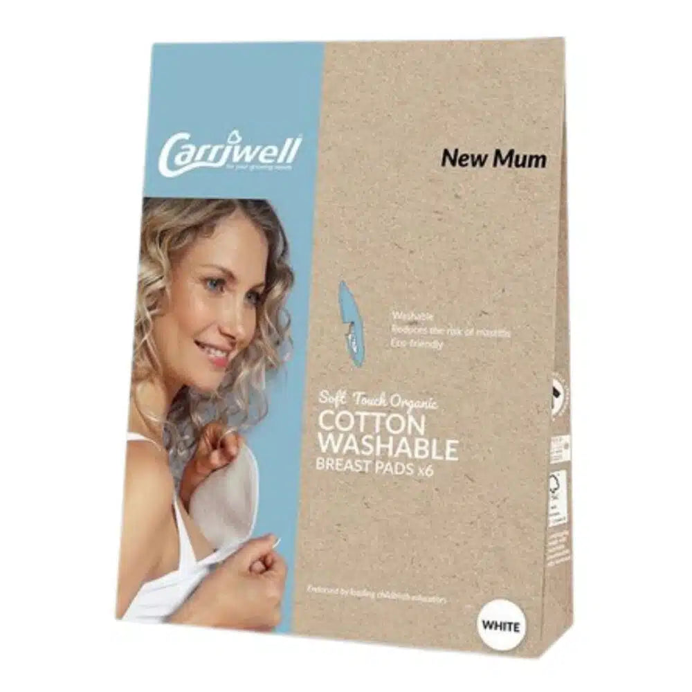 6× Washable Breast Pads – White (6 kupeta gjiri të larshme)