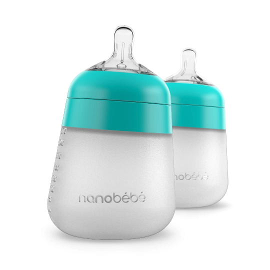 Nanobebe - Silicone Bottles 2 Pack ,270ml - Teal