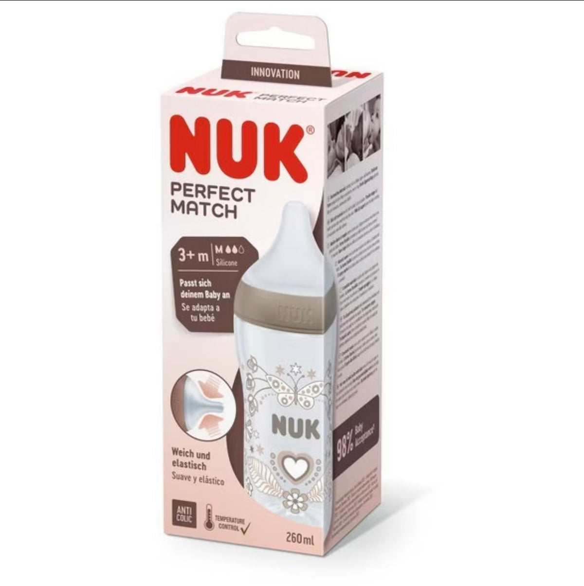 NUK - Perfect Match Biberon plastik 260 ml (3+ muaj)