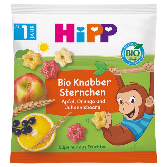 HiPP Bio Knabber Sternchen – Yje me Mollë, Portokall dhe Rrëshirë