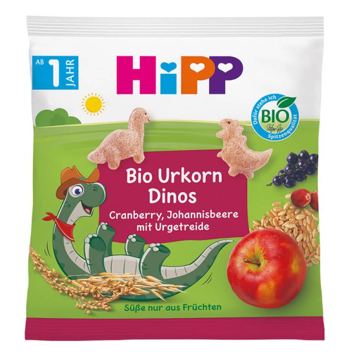 HiPP Bio Urkorn Dinos – Me Boronicë e Rrëshirë – 12m+