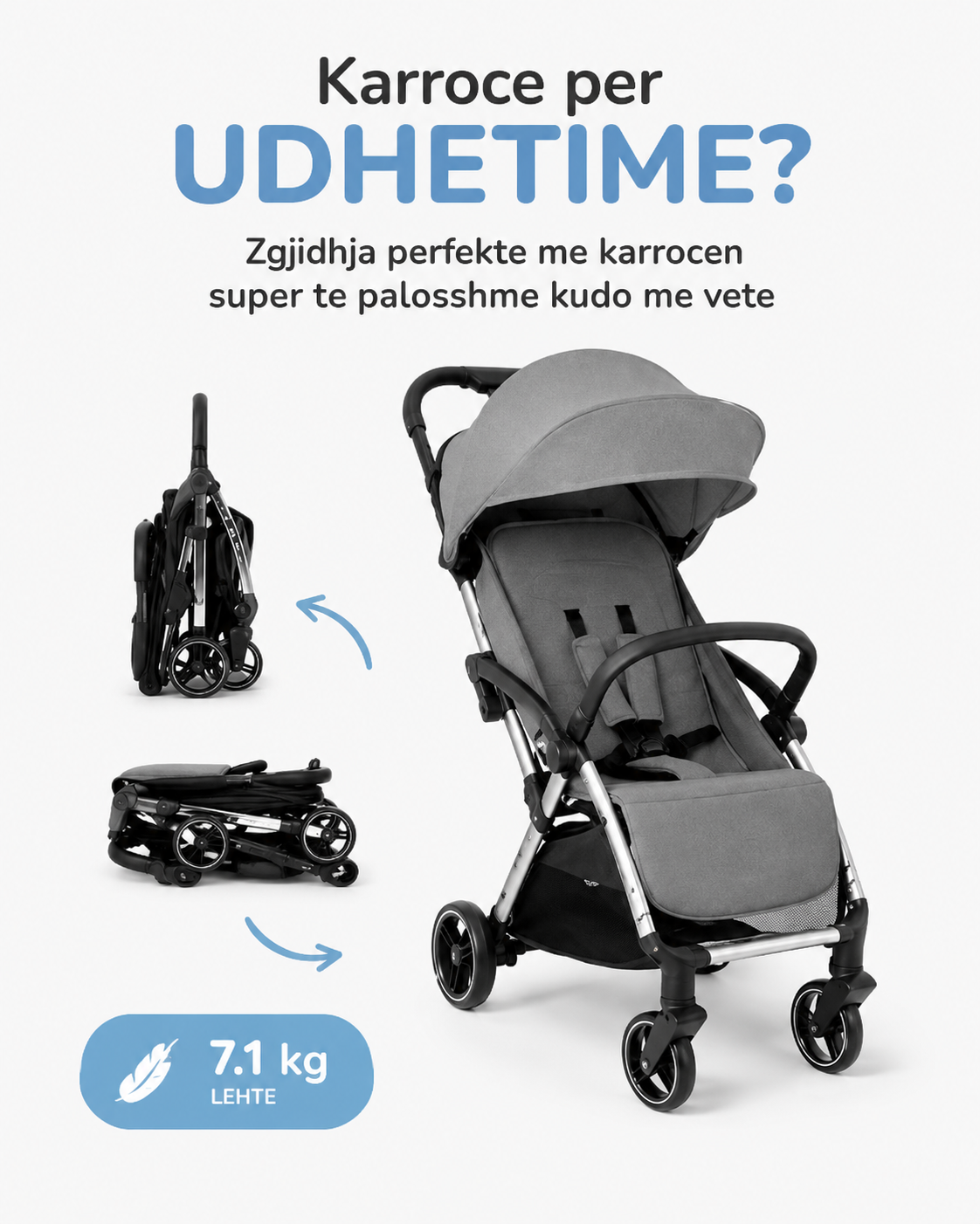 Kikkaboo EdenKarrocë Premium me Palosje, per udhetim dhe shetitje