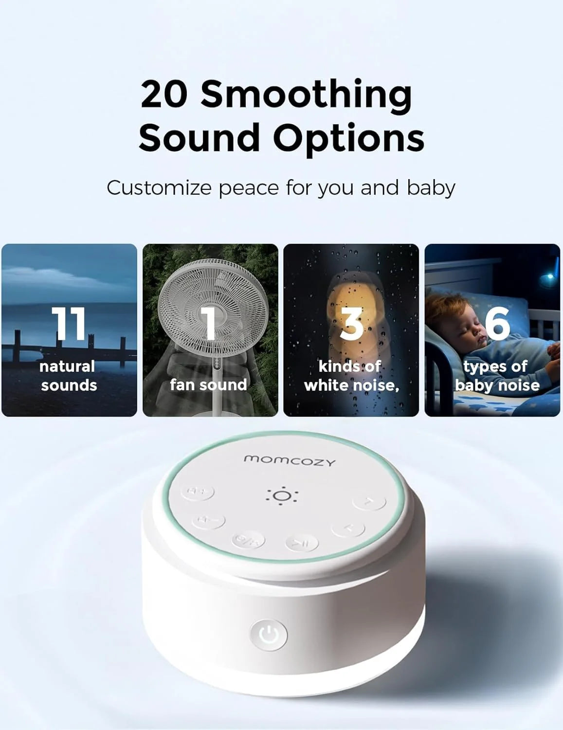 Momcozy - Portable White Noise Machine & Touch Night Light