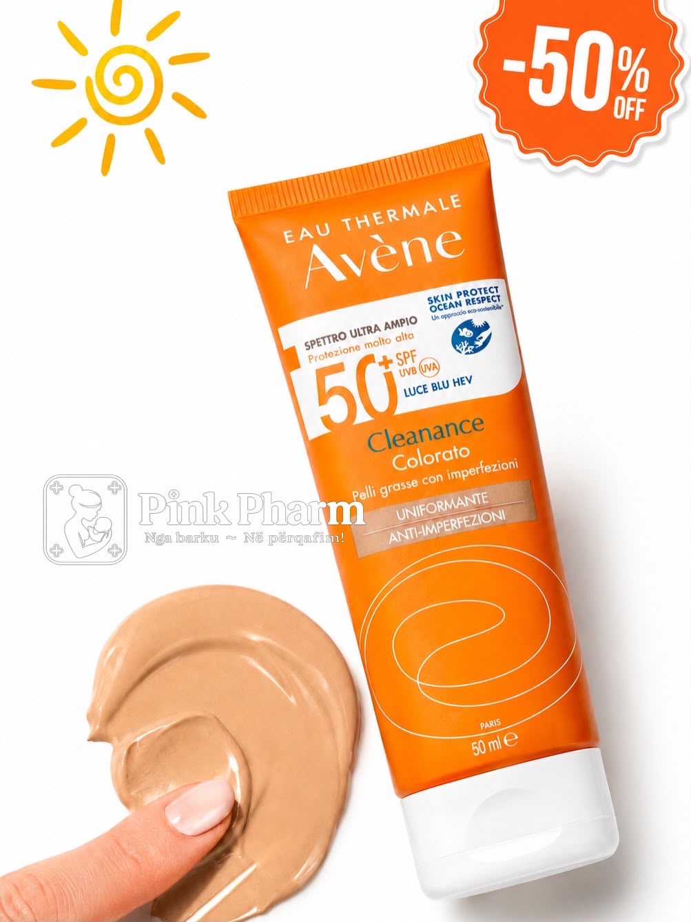 Avene – Cleanance Krem me spf 50 me ngjyre