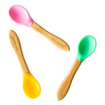 Eco Rascals- BAMBOO SPOONS luge x3 bambuje dhe silikoni per ushqimin e bebushave