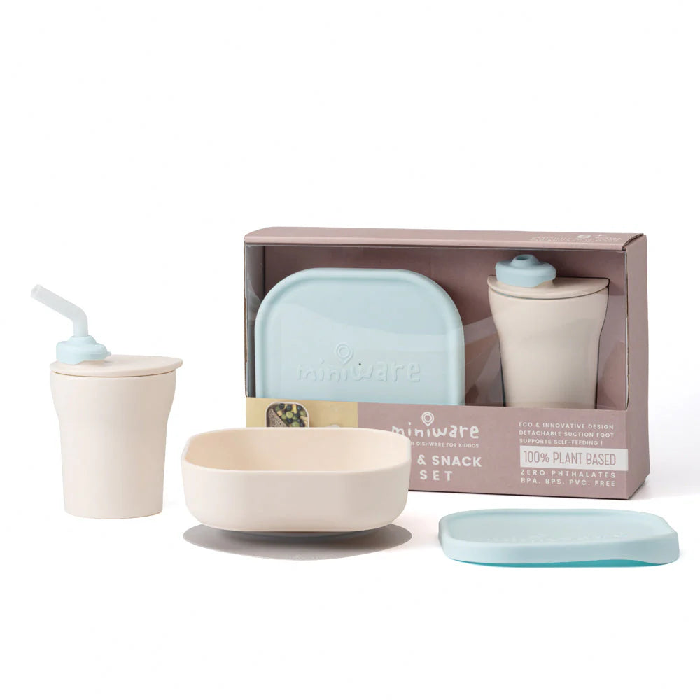 Sip & Snack (Vanilla/Aqua) Miniware