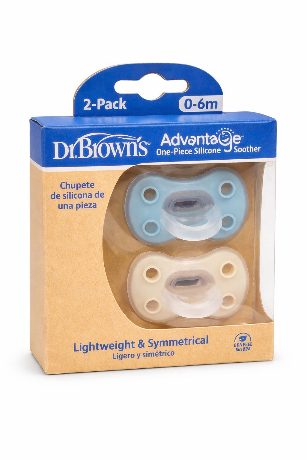 Dr. Brown’s -Advantage One-Piece Silicone Soother 0–6m (paketim me 2 cope)