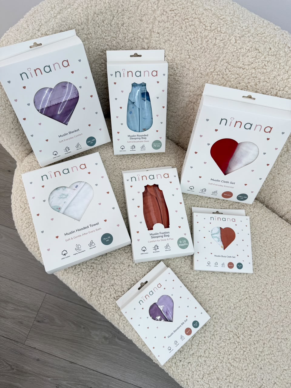 Ninana - Set me 4 Napa Muslin 100% Pambuk (25 x 25cm)