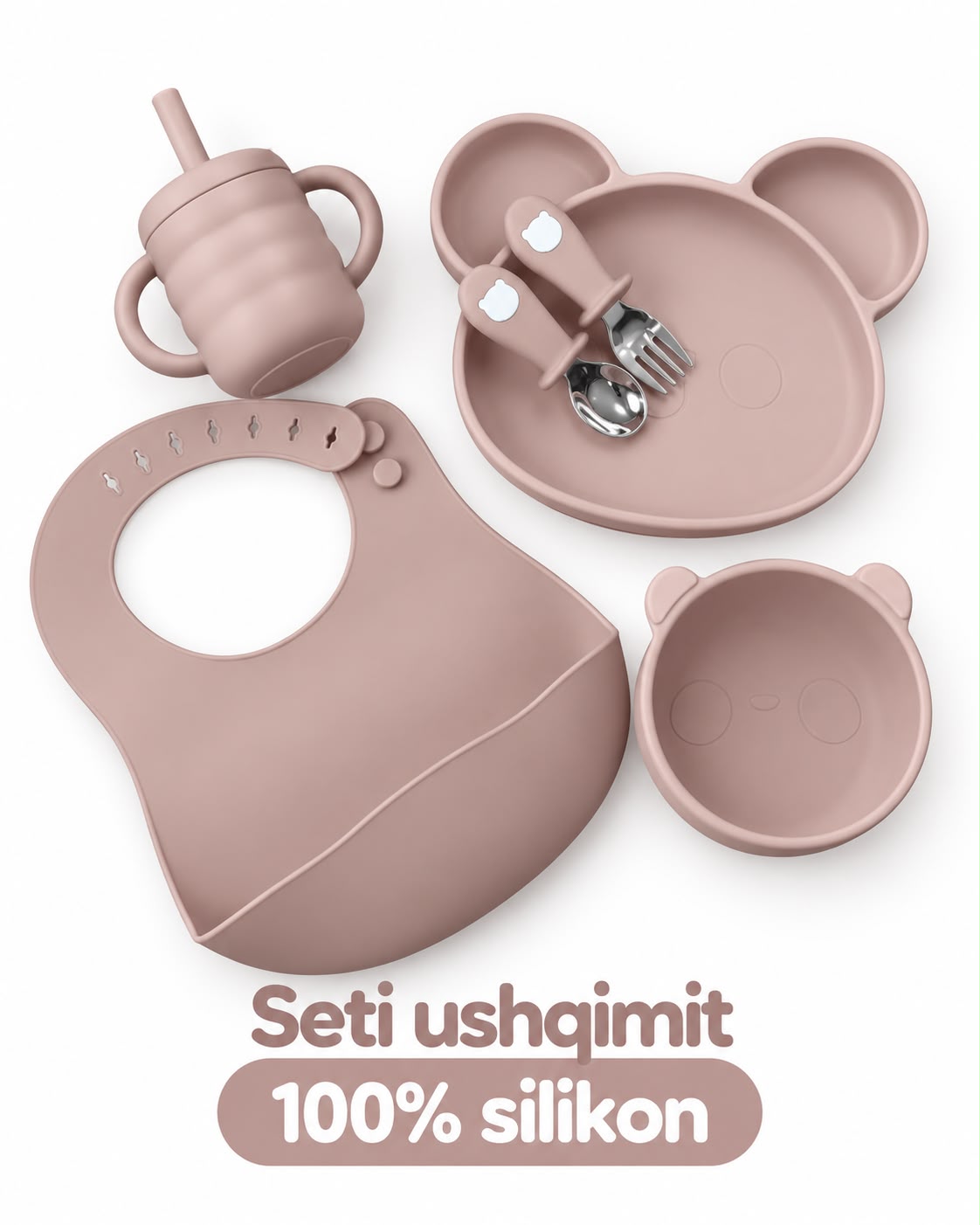 Sest Ushqimi Silikoni Roze (Luge/Pirun Inox)