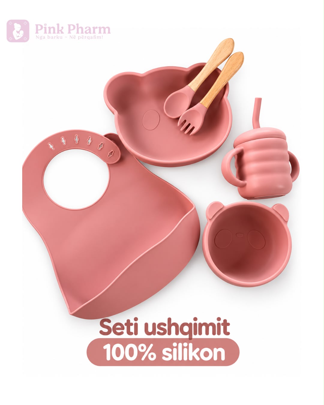 Set Ushqimi Silikoni Roze