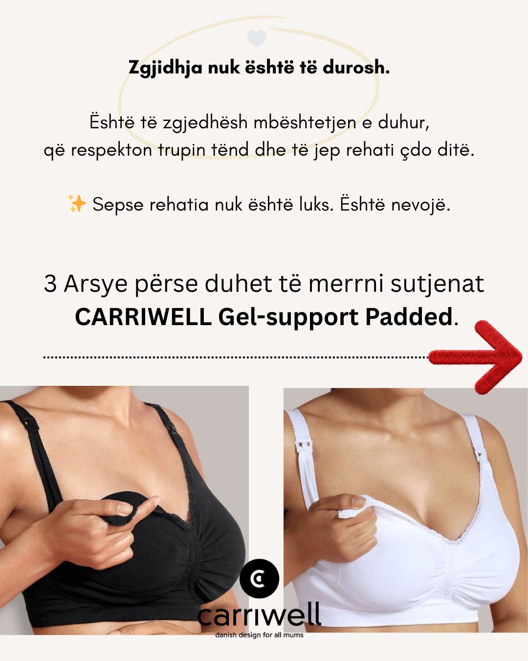 Carriwell Sutjena per gjoksin e madh ( recipeta gjidhenie )