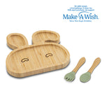NAVA We Care - Set ushqimi me pjate material bamboo dhe luge+pirun silikoni