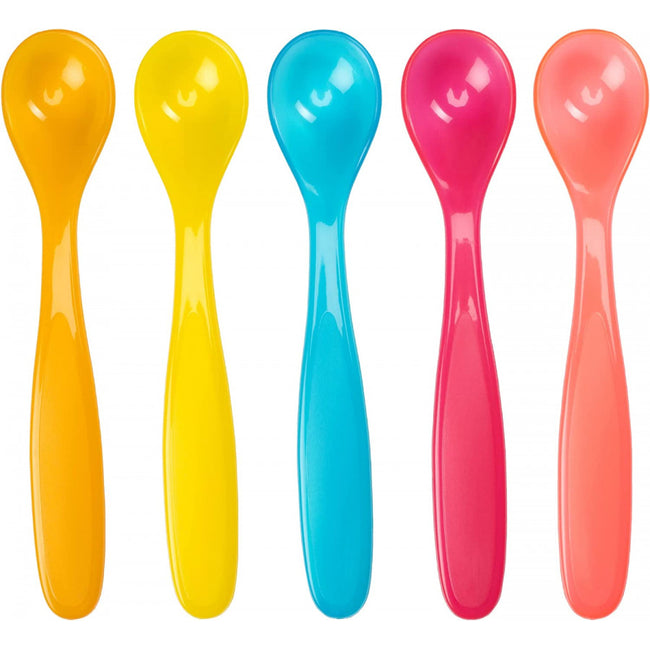 Badabulle - Set of 5 Baby Soft Spoons 6+ months ( Set me 5 lugë shumëngjyrëshe)
