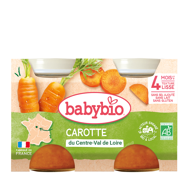 Babybio Pumpkin Carrot Jar Organic+4months 2x130gr