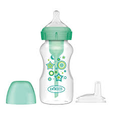 Shishe 270ml, Anti colic, Options +, model gryke gjere, 0m+, jeshile