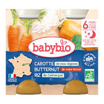 Babybio Pure Organike Karotë, Kungull Butternut dhe Oriz Camargue (6m+)