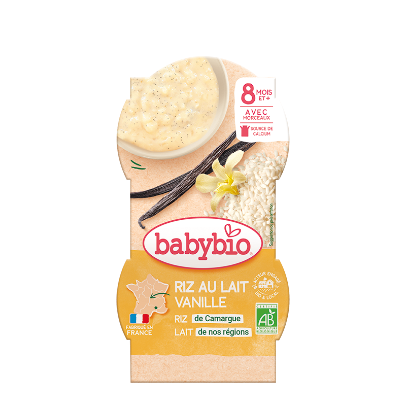 Babybio Rice Pudding with Vanilla +8months 2x100gr