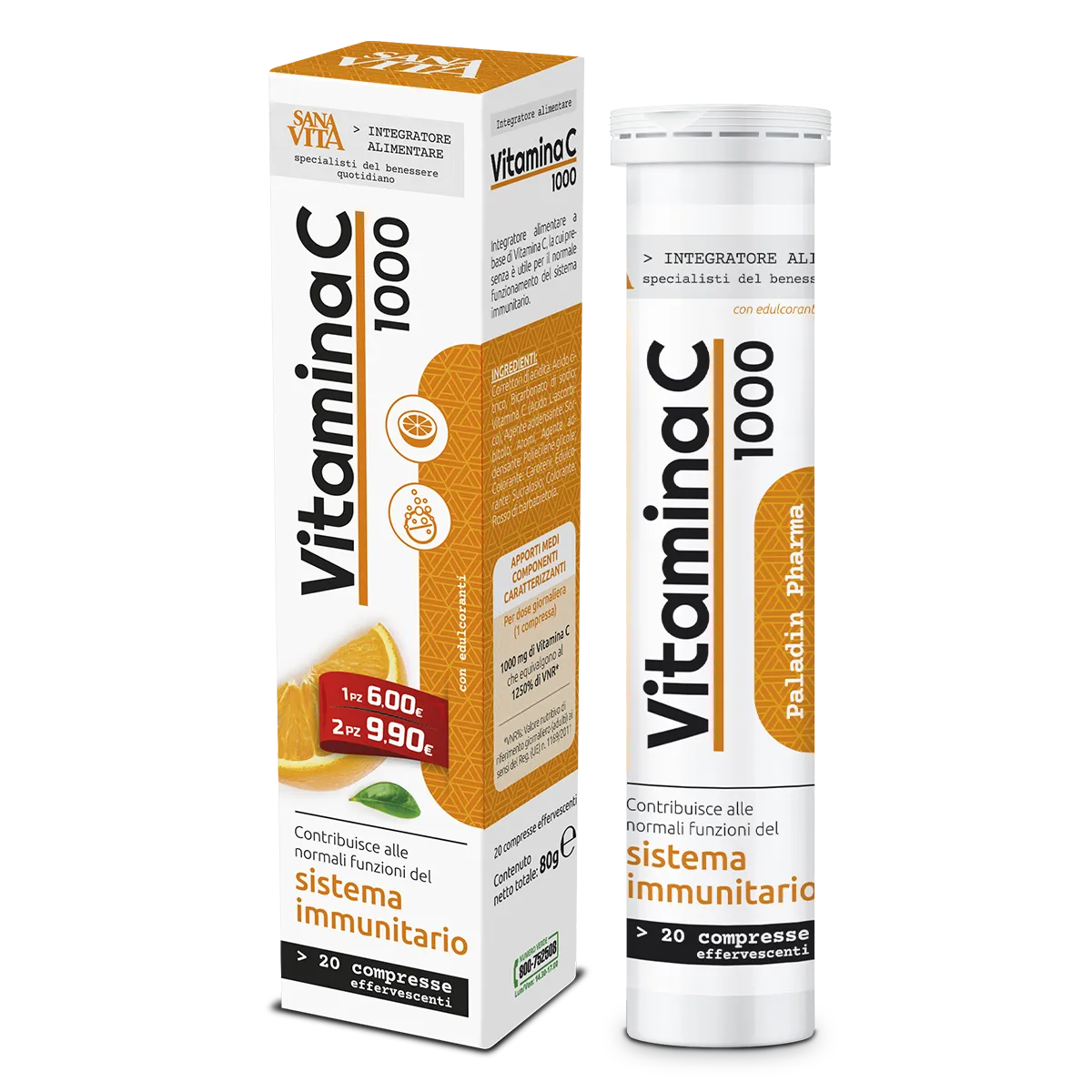 SanaVita Vitamina C 1000 mg – 20 Tableta Eferveshente