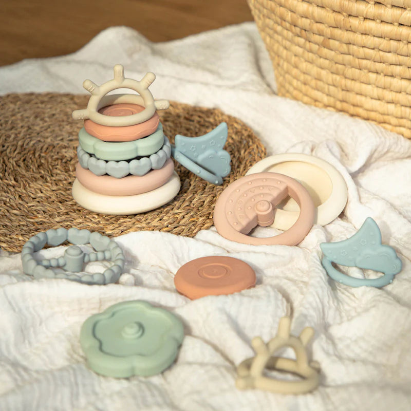 Stacking Teething Rings Toy( Kruajtese Dhembesh per femije ) Te Gjitha Ngjyrat MOONKIE