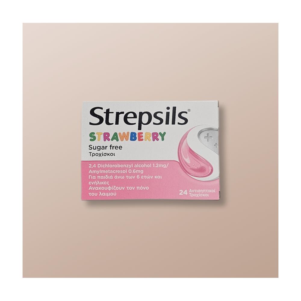 Strepsils Strawberry Sugar free ( karamele per fytin)
