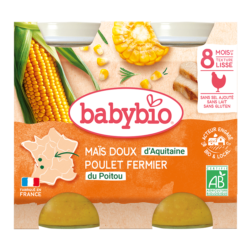Babybio Sweet Corn Chicken Jar +8months *200gr